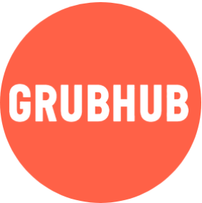 Grubhub logo on an orange circle.